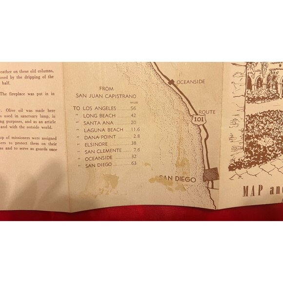 Old Mission San Juan Capistrano Map & Guide 1940s SoCal Vintage Travel Brochure - Picture 5 of 8